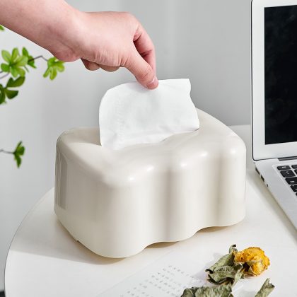 Nordic Cloud Tissue Box – Modern White Plastic Napkin Holder