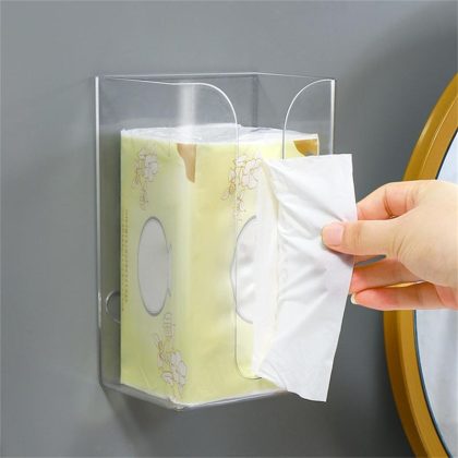 Wall Mounted Transparent Tissue Box – Rectangular Plastic Holder